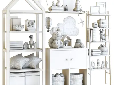 Childrens furniture with toys 3D model