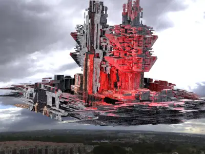 Dark Cyberpunk City Base 5 3D model