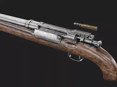 Krag Obrez Pistol  And  Aasen grenade  Low-poly 3D model