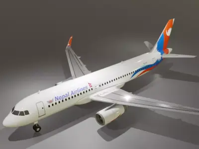 Nepal airlines airbus a320-232 low poly 3D Model Low-poly 3D model