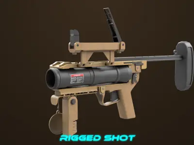 Grenade Launcher 04 Brown Generic All PBR Unity UE Textures Low-poly 3D model