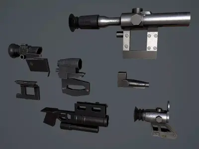 Pak Russian weapons accessories Low-poly 3D model