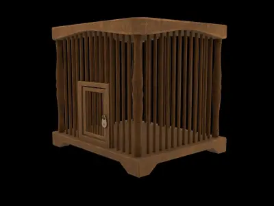 old wooden cage Low-poly 3D model