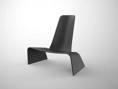Plank land armchair black plastic Low-poly 3D model