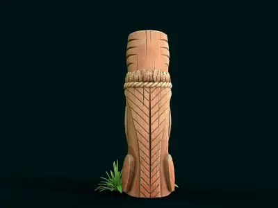 Stylized Wood Totem 4 Low-poly 3D model