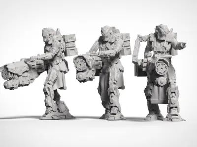 Battle Armor Chaingun minigun Infantry Squad 3D print model