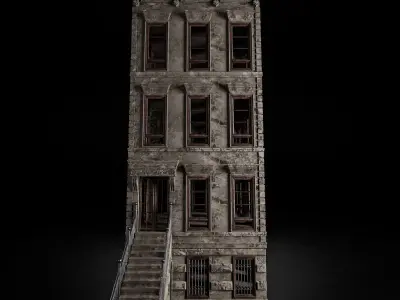 BROOKLYN BROWNSTONE REGULAR OLD BUILDING 003 Low-poly 3D model