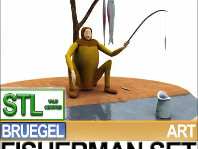 Bruegel Fisherman Scene Stl Printable 3D model