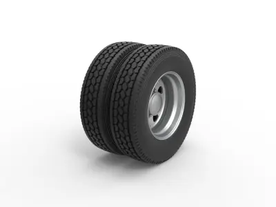 10 Triangular Hole Rear double wheel of semi truck Scale 1 to 25 3D print model