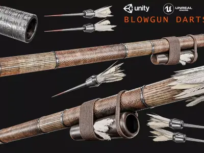 Darts Blow Gun  Low-poly 3D model
