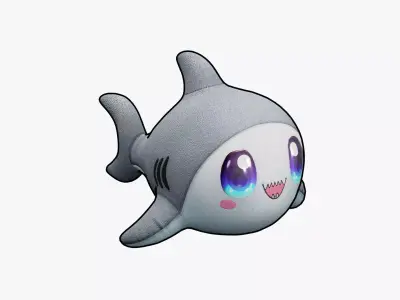 Shark Plushie Cartoon Chibi PBR Low-poly 3D model