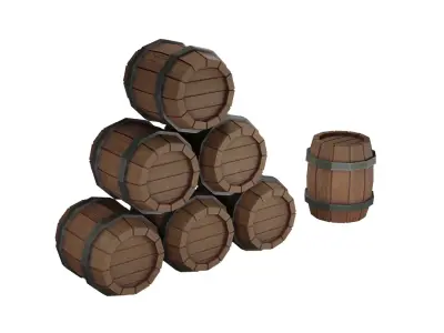 Stylized Barrel Package Low-poly 3D model