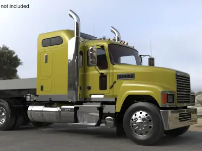 Freight Truck with Concrete Panel Semi Trailer Empty Rigged 3D model