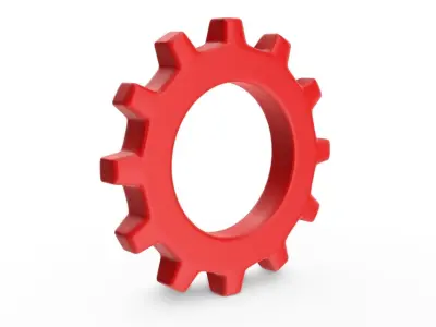 Red Gear Low-poly 3D model