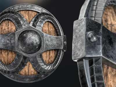 30 Warrior Shield Game-Ready Assets - Vol 1 -  Low-poly 3D model