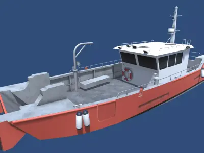 Workboat vessel Low-poly 3D model