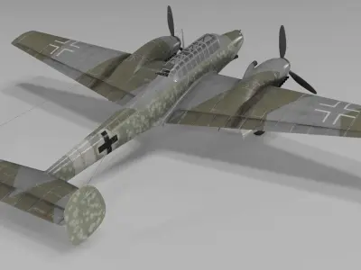 Messerschmitt Bf 110 G-2 Heavy Fighter Low-poly 3D model