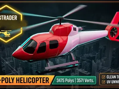 Low Poly Helicopter Game Ready flying vehicle FBX OBJ Low-poly 3D model