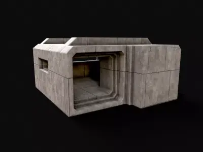 Military Concrete Bunker Base 1 Low-poly 3D model