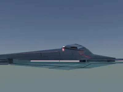 Codename Nebula Fighter Sci-fi Aircraft with Interior Low-poly 3D model