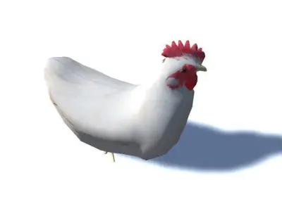 White Chicken - Animated Low Poly Low-poly 3D model