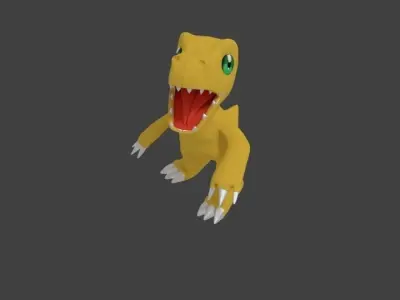 Agumon dinosaur with eyes Low-poly 3D model