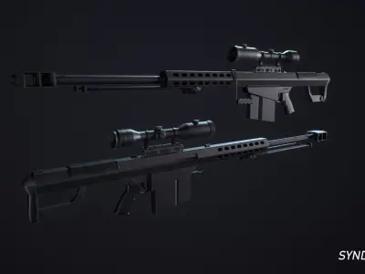 Barrett M82 Sniper Rifle Low-poly 3D model