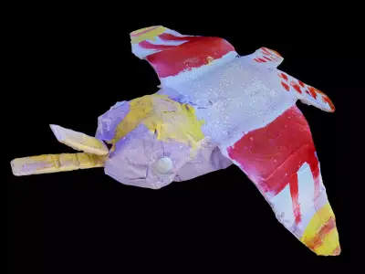 Paper mache kids art and craft painted bird 3d prop model 3D model