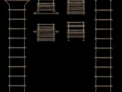 Rope ladder animated Low-poly 3D model