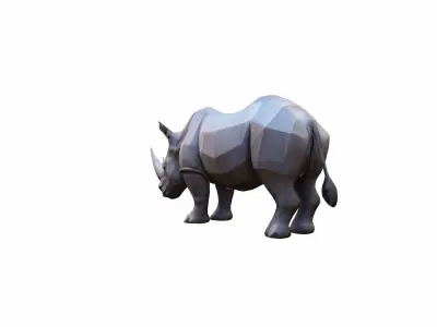 Lone Rhino In The Savanah 3d Model 3D model