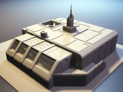 Sci-Fi RPG House with interior - High details level Low-poly 3D model