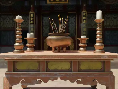 Japanese Temple Altar Low-poly 3D model