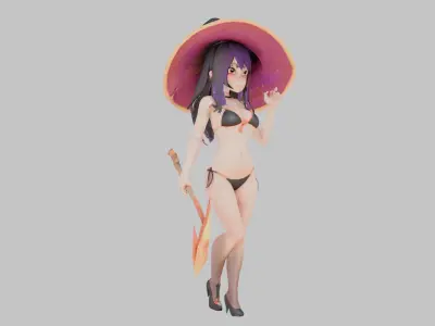 Sorceress in Swimwear Low-poly 3D model