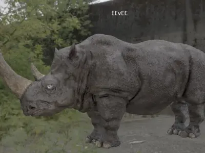 shaggy rhinoceros Low-poly 3D model