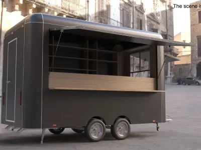 Food Trailer Black Empty 3D model