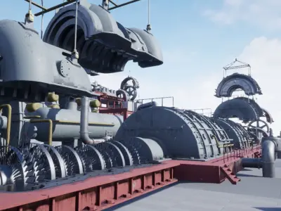 Nuclear power plant Low-poly 3D model