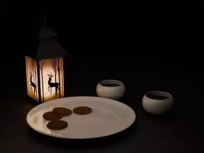 Lantern with silhouette Free low-poly 3D model