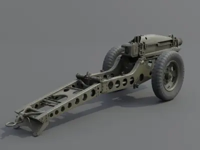 75mm pack howitzer M1A1 Low-poly 3D model