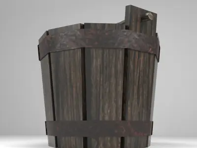 Medieval Wooden Bucket Free low-poly 3D model