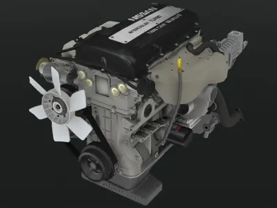 Nissan SR20DET Black Top engine Low-poly 3D model