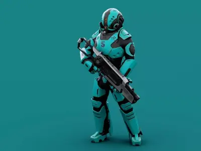 CYBORG SOLDIER RX-1500 Rigged Unreal Engine - Unity - MIXAMO  3D model