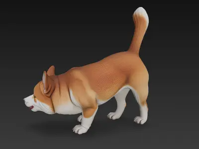 Dog Realistic 3D Model - Low Poly Realistic Low-poly 3D model