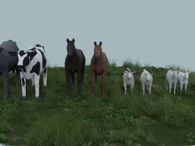 Farm Animals  Low-poly 3D model