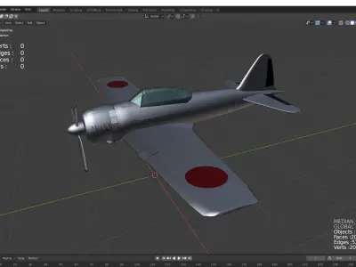 A6M3 32 Mitsubishi Zero fighter plane 3D model