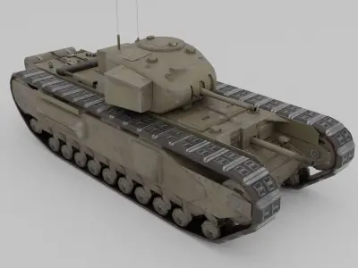 Churchill MK I Infantry Support Heavy Tank Low-poly 3D model