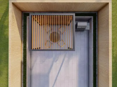 Modern prergola with BBQ Area-Free Model Free low-poly 3D model