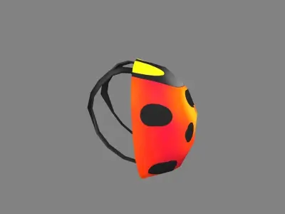 Cartoon children school bag - ladybug backpack Low-poly 3D model