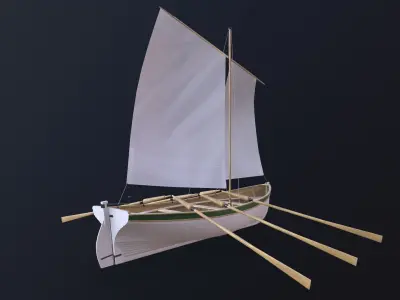 Wooden boat Yal-6 Low-poly 3D model