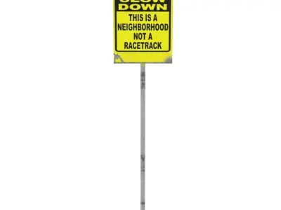 Slow down sign Free low-poly 3D model