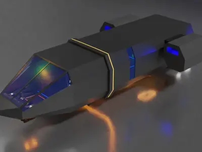 small space carrier ship with interior Low-poly 3D model